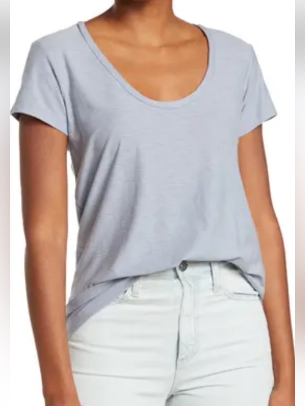 NWT $95 James Perse Light Blue Scoop Neck Short Sleeve Tee Top Size 3
